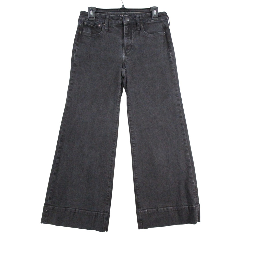 J.Crew 96 Low Rise Denim Trouser Jeans 27P Black Wide Leg 104046